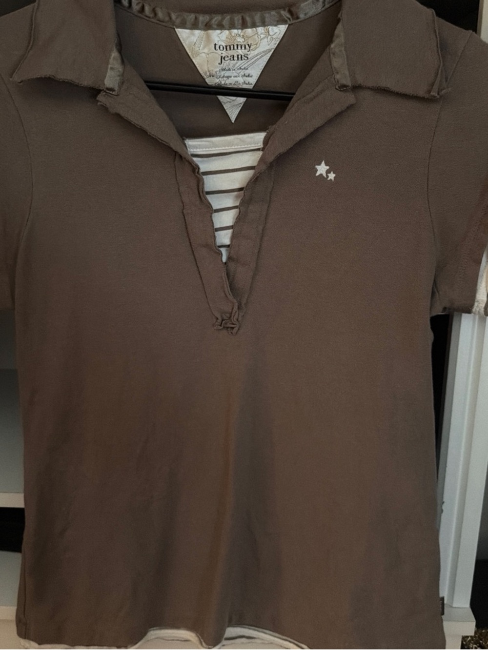 Tommy Hilfiger Brown Polo Top with White Star Accent